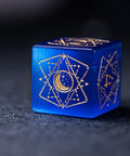 URWizards Dnd Blue Cat's Eye Stone Engraved Dice Set Astrology Style - Urwizards