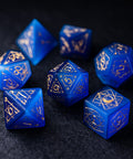 URWizards Dnd Blue Cat's Eye Stone Engraved Dice Set Astrology Style - Urwizards