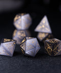 URWizards Dnd Grey Cat's Eye Stone Engraved Dice Set Astrology Style - Urwizards