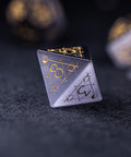 URWizards Dnd Grey Cat's Eye Stone Engraved Dice Set Astrology Style - Urwizards