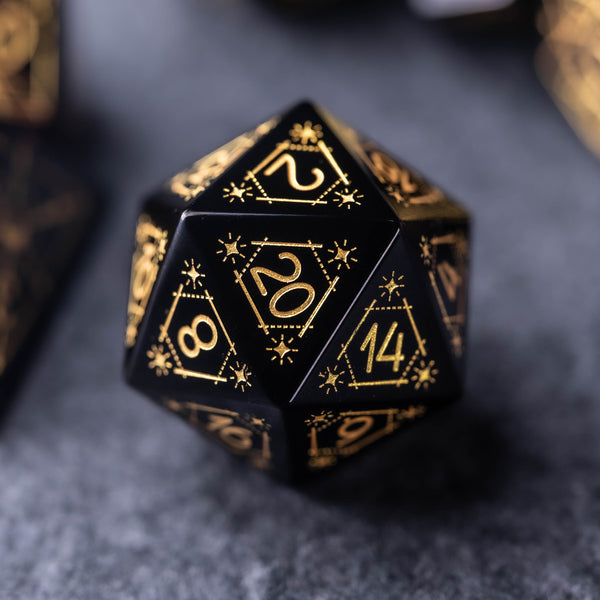 URWizards Dnd Obsidian Engraved Dice Set Astrology Style - Urwizards