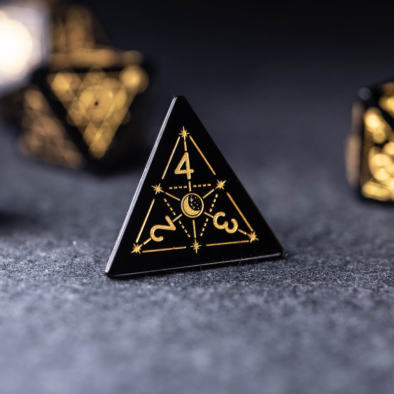 URWizards Dnd Obsidian Engraved Dice Set Astrology Style - Urwizards