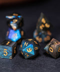 URWizards Dnd Labradorite Gemstone Engraved Dice Set Dragon Style - Urwizards