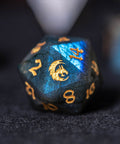 URWizards Dnd Labradorite Gemstone Engraved Dice Set Dragon Style - Urwizards