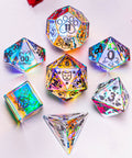 URWizards Dnd Engraved Dichroic Prism Glass Dice Set Meow Style - Urwizards