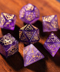 URWizards Dnd Amethyst Engraved Dice Set Astrology Style - Urwizards