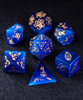 URWizards Dnd Engraved Blue Cat's Eye Dice Set Meow Style - Urwizards