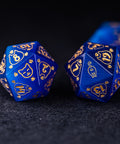 URWizards Dnd Engraved Blue Cat's Eye Dice Set Meow Style - Urwizards