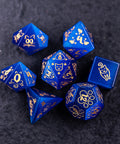 URWizards Dnd Engraved Blue Cat's Eye Dice Set Meow Style - Urwizards