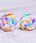 URWizards Dnd Dichroic Prism Glass Engraved Dice Set F*CK Style - Urwizards