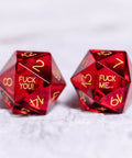 URWizards Dnd Garnet Glass Engraved Dice Set F*CK Style - Urwizards