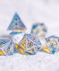 URWizards Dnd Opalite Engraved Dice Set Astrology Style Black Inked - Urwizards