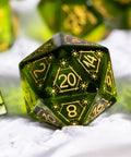 URWizards Dnd Peridot Glass Engraved Dice Set Astrology Style - Urwizards