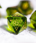 URWizards Dnd Peridot Glass Engraved Dice Set Astrology Style - Urwizards