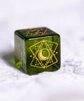 URWizards Dnd Peridot Glass Engraved Dice Set Astrology Style - Urwizards
