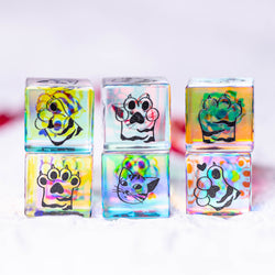 URWizards Dnd Engraved Dichroic Prism Glass D6 Dice Meow Style - Urwizards