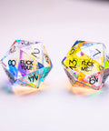 URWizards Dnd Dichroic Prism Glass Engraved Dice Set F*CK Style - Urwizards
