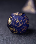 URWizards Dnd Purple Cat's Eye Stone Engraved Dice Set Astrology Style - Urwizards