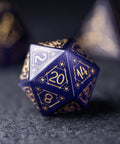 URWizards Dnd Purple Cat's Eye Stone Engraved Dice Set Astrology Style - Urwizards