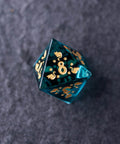 URWizards Dnd Engraved Blue Glass Dice Set Meow Style - Urwizards