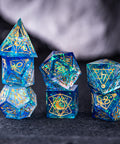 URWizards Dnd Resin Blue Glitter Engraved Dice Set Astrology Style - Urwizards