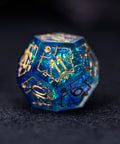 URWizards Dnd Resin Blue Glitter Engraved Dice Set Astrology Style - Urwizards