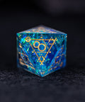 URWizards Dnd Resin Blue Glitter Engraved Dice Set Astrology Style - Urwizards