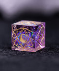 URWizards Dnd Resin Purple Glitter Engraved Dice Set Astrology Style - Urwizards