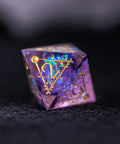 URWizards Dnd Resin Purple Glitter Engraved Dice Set Astrology Style - Urwizards