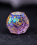 URWizards Dnd Resin Purple Glitter Engraved Dice Set Astrology Style - Urwizards