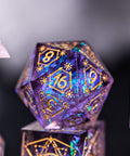 URWizards Dnd Engraved Handmade Resin Blue Glitter D20 Dice Astrology Style - Urwizards