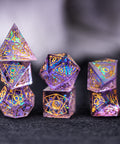 URWizards Dnd Resin Purple Glitter Engraved Dice Set Astrology Style - Urwizards