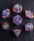 URWizards Dnd Resin Purple Glitter Engraved Dice Set Astrology Style - Urwizards