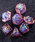 URWizards Dnd Resin Purple Glitter Engraved Dice Set Astrology Style - Urwizards