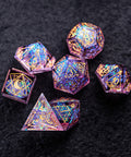 URWizards Dnd Resin Purple Glitter Engraved Dice Set Astrology Style - Urwizards