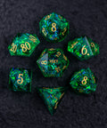 URWizards Dnd Resin Green Glitter Engraved Dice Set YEET & F*CK - Urwizards