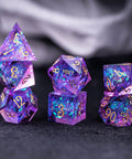 URWizards Dnd Resin Purple Glitter Engraved Dice Set YEET & F*CK - Urwizards
