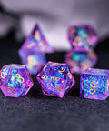 URWizards Dnd Resin Purple Glitter Engraved Dice Set YEET & F*CK - Urwizards
