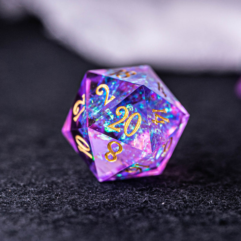 URWizards Dnd Resin Purple Glitter Engraved Dice Set - Urwizards