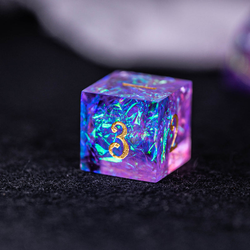 URWizards Dnd Resin Purple Glitter Engraved Dice Set YEET & F*CK - Urwizards