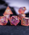 URWizards Dnd Resin Pink Glitter Engraved Dice Set Astrology Style - Urwizards