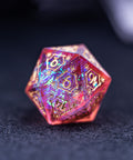 URWizards Dnd Resin Pink Glitter Engraved Dice Set Astrology Style - Urwizards