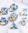 URWizards Dnd Engraved Opalite Cat's Eye Dice Set Meow Style - Urwizards