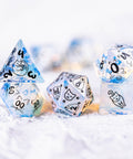 URWizards Dnd Engraved Opalite Cat's Eye Dice Set Meow Style - Urwizards