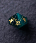 URWizards Dnd Engraved Teal Green Cat's Eye Dice Set Meow Style - Urwizards