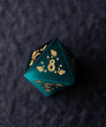 URWizards Dnd Engraved Teal Green Cat's Eye Dice Set Meow Style - Urwizards