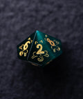 URWizards Dnd Engraved Teal Green Cat's Eye Dice Set Meow Style - Urwizards