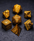 URWizards Dnd Yellow Tiger's Eye Stone Engraved Dice Set Astrology Style - Urwizards