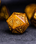 URWizards Dnd Yellow Tiger's Eye Stone Engraved Dice Set Astrology Style - Urwizards