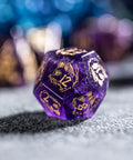 URWizards Dnd Engraved Amethyst Stone Dice Set Cat Style - Urwizards